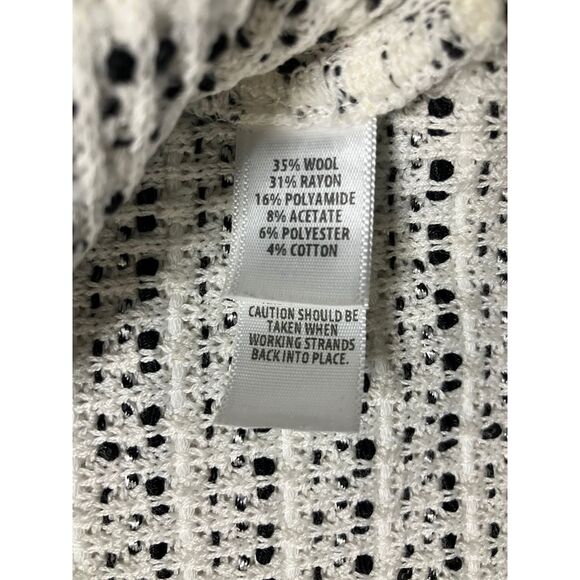 St. John Boutiques Ivory Black Boucle Knit Open-Front Jacket Size 14 - Picture 7 of 9